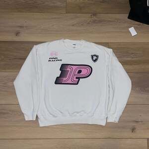 PINK Victoria's Secret Racing Collection White Crewneck Sweatshirt